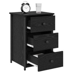 Berkfield Stylish Black Oak Nightstand Set Black Oak Engineered Wood Medium Drawers - thumbnail 3