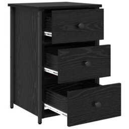 Berkfield Stylish Black Oak Nightstand Set Black Oak Engineered Wood Medium Drawers - thumbnail 6