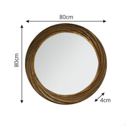 Melody Maison Large Antique Gold Round Swirl Mirror - 80Cm X 80Cm - thumbnail 4