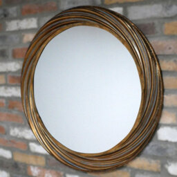 Melody Maison Large Antique Gold Round Swirl Mirror - 80Cm X 80Cm - thumbnail 1