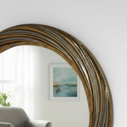 Melody Maison Large Antique Gold Round Swirl Mirror - 80Cm X 80Cm - thumbnail 2