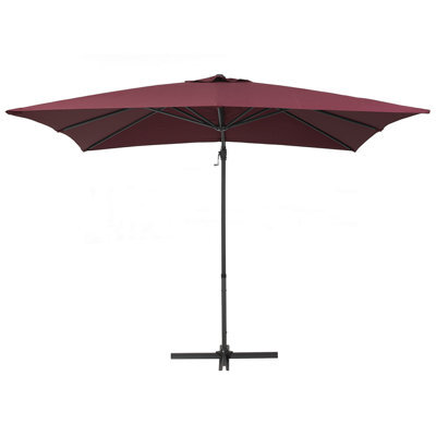 Wyld And Coco Garden Sun Parasol Burgundy Canopy Black Steel Cantilever 235Cm Crank - image 1
