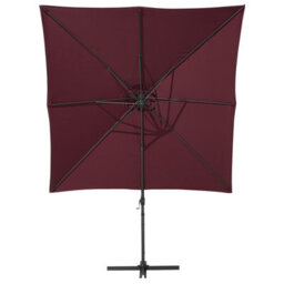 Wyld And Coco Garden Sun Parasol Burgundy Canopy Black Steel Cantilever 235Cm Crank - thumbnail 5
