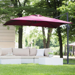 Wyld And Coco Garden Sun Parasol Burgundy Canopy Black Steel Cantilever 235Cm Crank - thumbnail 2