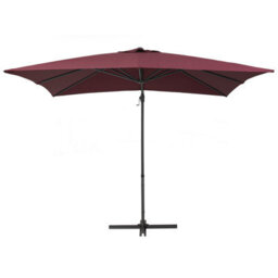 Wyld And Coco Garden Sun Parasol Burgundy Canopy Black Steel Cantilever 235Cm Crank - thumbnail 1