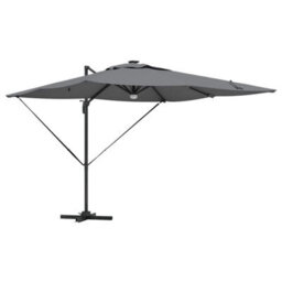 Berkfield Modern Roma Parasol With Led Strip Lights Anthracite Aluminium