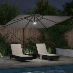 Berkfield Modern Roma Parasol With Led Strip Lights Anthracite Aluminium - thumbnail 4
