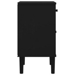 Berkfield Bedside Cabinet Senja Rattan Look Black 40X35X65 Cm Solid Wood Pine - thumbnail 7