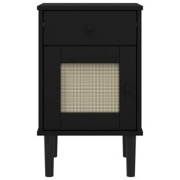 Berkfield Bedside Cabinet Senja Rattan Look Black 40X35X65 Cm Solid Wood Pine - thumbnail 6