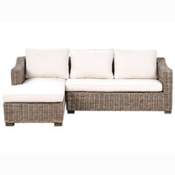 Beliani Garden Corner Sofa 3 Seater Valletri Right Hand Rattan Grey - thumbnail 6