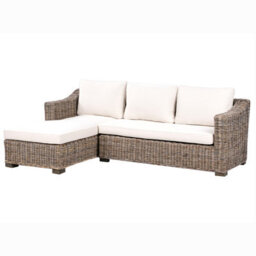 Beliani Garden Corner Sofa 3 Seater Valletri Right Hand Rattan Grey - thumbnail 4