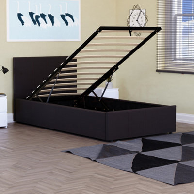 Lassic Vida Designs Lisbon Brown 3Ft Single Ottoman Ukfr Faux Leather Bed Frame - image 1