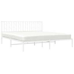 Berkfield Metal Bed Frame Without Mattress With Headboard White 183X213Cm - thumbnail 3