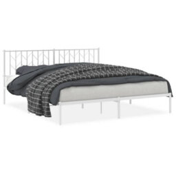 Berkfield Metal Bed Frame Without Mattress With Headboard White 183X213Cm - thumbnail 2