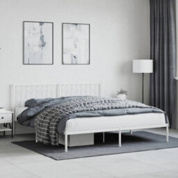 Berkfield Metal Bed Frame Without Mattress With Headboard White 183X213Cm