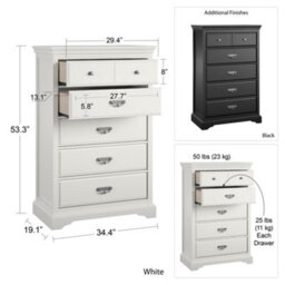 Dorel Bristol 5 Drawer Dresser White - thumbnail 3