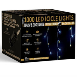 NETTA 1000 Led Icicle Lights 30M Indoor/outdoor Christmas Lights With White Cable - Warm & Cool White - thumbnail 1
