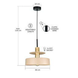 Luminosa Lighting Luminosa Solea Dome Pendant Ceiling Light Beige, Gold 1X E27 - thumbnail 3