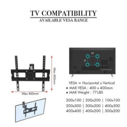 Full Motion Tv Wall Mount Bracket Fits Most 32 - 65 Tv S Tilt Swivel Arm Extend - thumbnail 4