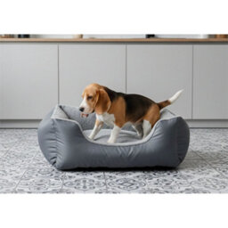 Dog Beds Cat Bed Soft Fleece Warm Grey Pet Basket For Xl - thumbnail 4