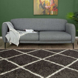 The Rugs Moroccan Shaggy Rugs And Runners Soft Fluffy Diamond Design High Pile Dark Grey And Ivory Living Room Kitchen Hallway 540 - thumbnail 8