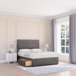 "Sloomy 4Ft Texas Divan Bed Base Slate Naples ,no Drawers & 26"" Struts Headboard - Small Double"