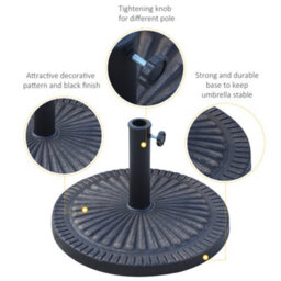 Outsunny 14Kg Garden Parasol Base, Round Resin Sun Umbrella Base, Bronze - thumbnail 6
