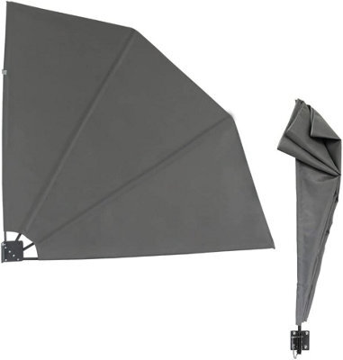 Evre Side Awning 3 Step Collapsible For Terrace Balcony Sun Shade Privacy Blind Fence (140X140Cm, Dark Grey) - image 1