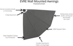 Evre Side Awning 3 Step Collapsible For Terrace Balcony Sun Shade Privacy Blind Fence (140X140Cm, Dark Grey) - thumbnail 6