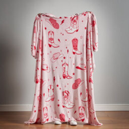Sassy B Cowgirl Boots Cosy Fleece Oversized Blanket Throw Pink - thumbnail 2