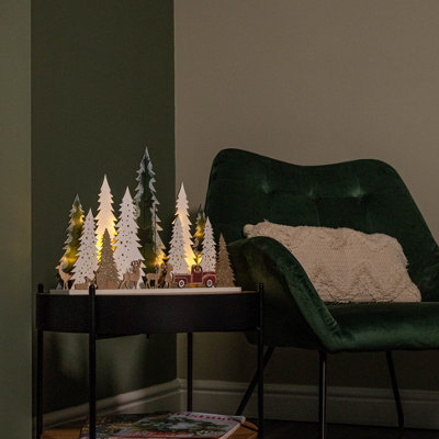 Samuel Alexander 31Cm Battery Operated Light Up Wooden Christmas Tree With Deer And 15 Warm White Leds - image 1