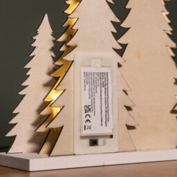 Samuel Alexander 31Cm Battery Operated Light Up Wooden Christmas Tree With Deer And 15 Warm White Leds - thumbnail 8