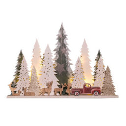 Samuel Alexander 31Cm Battery Operated Light Up Wooden Christmas Tree With Deer And 15 Warm White Leds - thumbnail 9