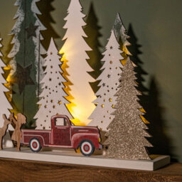 Samuel Alexander 31Cm Battery Operated Light Up Wooden Christmas Tree With Deer And 15 Warm White Leds - thumbnail 7