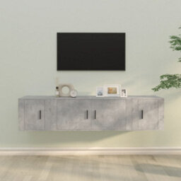 Berkfield Classic 3 Piece Tv Cabinet Set Concrete Grey Engineered Wood - thumbnail 2
