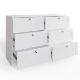 Fwstyle Artus Chest Of Drawers 6 Drawer White Sideboard Deep Storage - thumbnail 3