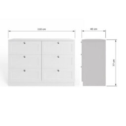 Fwstyle Artus Chest Of Drawers 6 Drawer White Sideboard Deep Storage - thumbnail 7