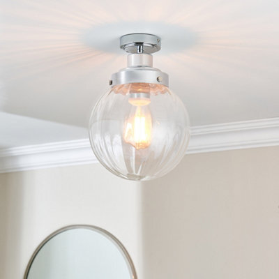 Harbour Studio Regan Gloss Glass & Steel Bathroom Led Bathroom Ceiling Light - image 1