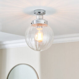 Harbour Studio Regan Gloss Glass & Steel Bathroom Led Bathroom Ceiling Light - thumbnail 1