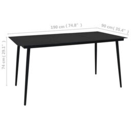 Walplus Garden Dining Table Black 190X90X74 Cm Steel And Glass - thumbnail 4