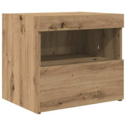 Berkfield Modern Bedside Cabinet With Led Lights Artisan Oak 50X40X45 Cm - thumbnail 1