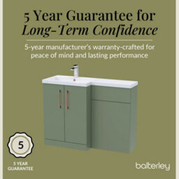 Balterley Left-Hand Bathroom Vanity And Wc Unit Combination With Basin - 1100mm - Satin Green With Copper Handles - thumbnail 6