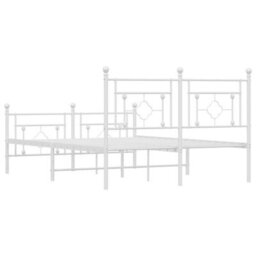 Berkfield Metal Bed Frame Without Mattress With Footboard White 140X190Cm - thumbnail 7