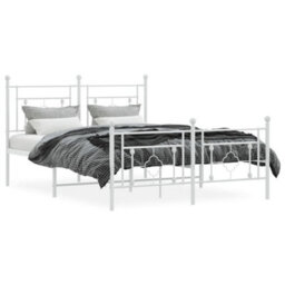 Berkfield Metal Bed Frame Without Mattress With Footboard White 140X190Cm - thumbnail 3