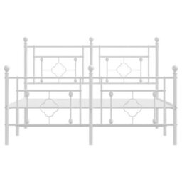 Berkfield Metal Bed Frame Without Mattress With Footboard White 140X190Cm - thumbnail 5