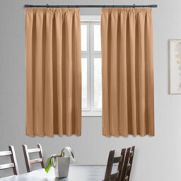 Bedlooms Beige Thermal Insulated Blackout Pencil Pleat Short Window Curtain (Pair) 46 X 54 Inches With Tie Backs Two - thumbnail 2