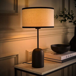Valuelights Kaiden Dome Table Lamp With Black Trim Linen Shade And Bulb - thumbnail 3