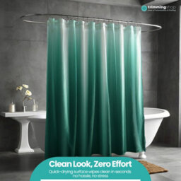 Neel Blue Polyester Gradient Shower Curtain Mould & Mildew  With 12 Curtain Hook  Bath Curtain 180 X 180Cm - thumbnail 9