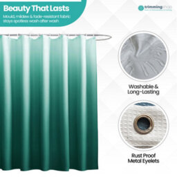 Neel Blue Polyester Gradient Shower Curtain Mould & Mildew  With 12 Curtain Hook  Bath Curtain 180 X 180Cm - thumbnail 5