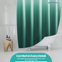 Neel Blue Polyester Gradient Shower Curtain Mould & Mildew  With 12 Curtain Hook  Bath Curtain 180 X 180Cm - thumbnail 8